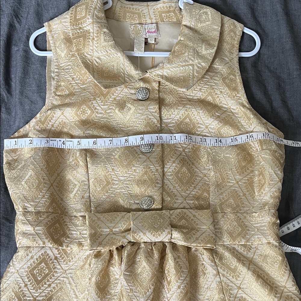 Plenty by Tracy Reese Gold Brocade Mini Dress with Bow - Picture 2 of 8